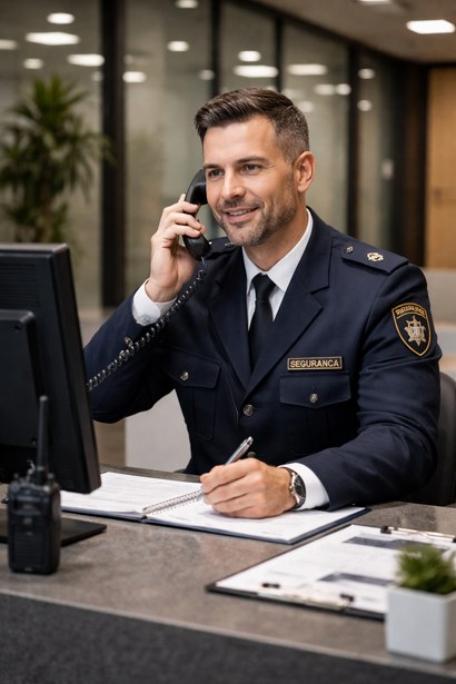 Atendimento telefônico na portaria